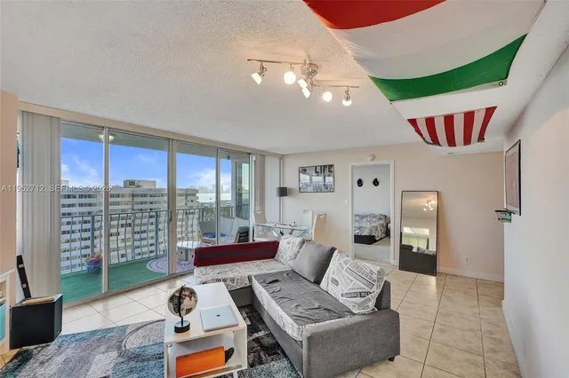 a view of a lake with tall building