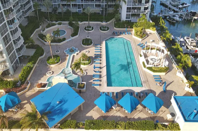 a view of a city with tall buildings