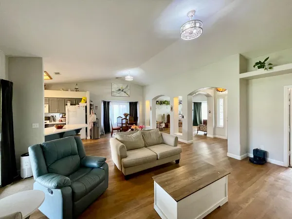 a living room with furniture