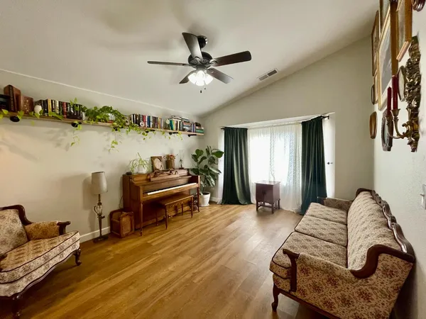 a living room with furniture