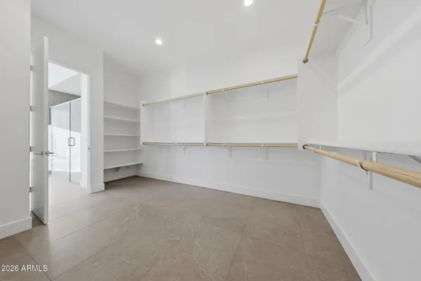 a view of a room with rack on the wall