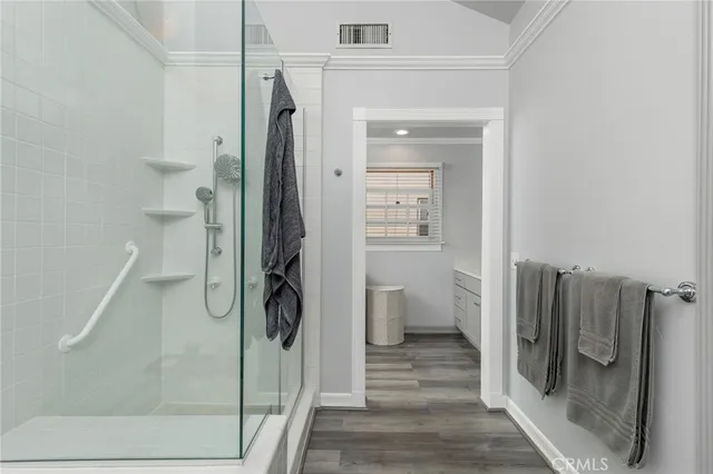 a bathroom with a shower