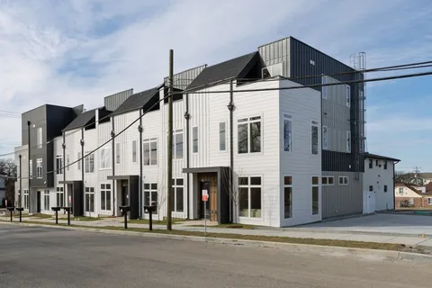 a street view along with building