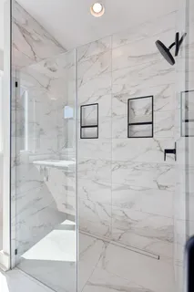 a room with a book shelf