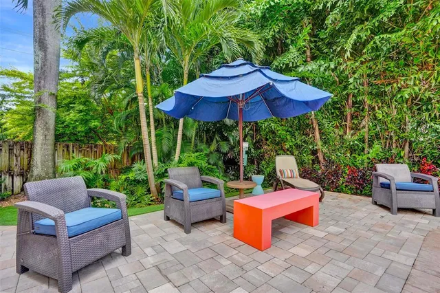 a view of swimming pool with outdoor seating