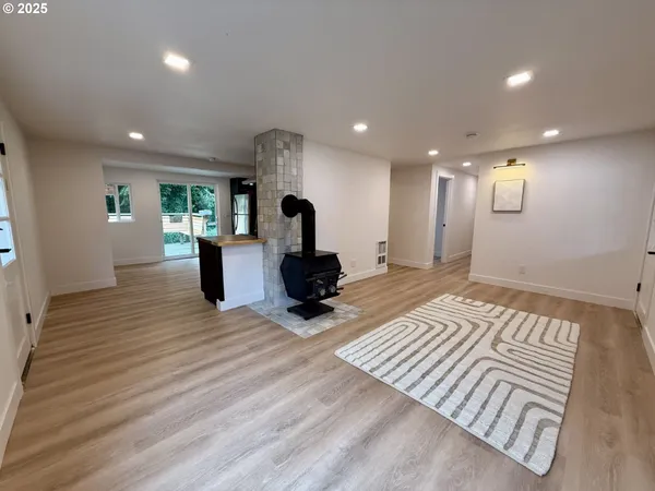 a living room with furniture