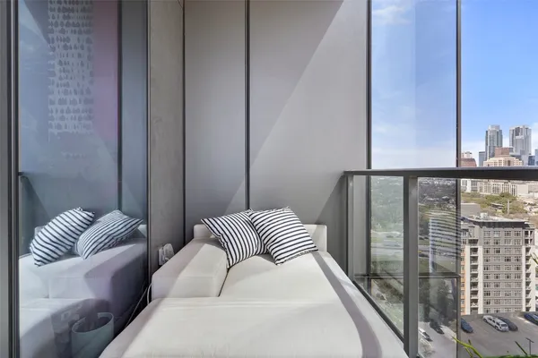 a view of balcony with city view