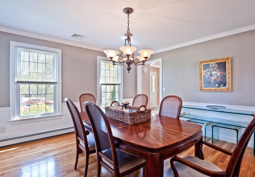 79 Linden Lane Hanover, MA 02339 - Photo 10 of 30 a dining room with furniture a chandelier and window