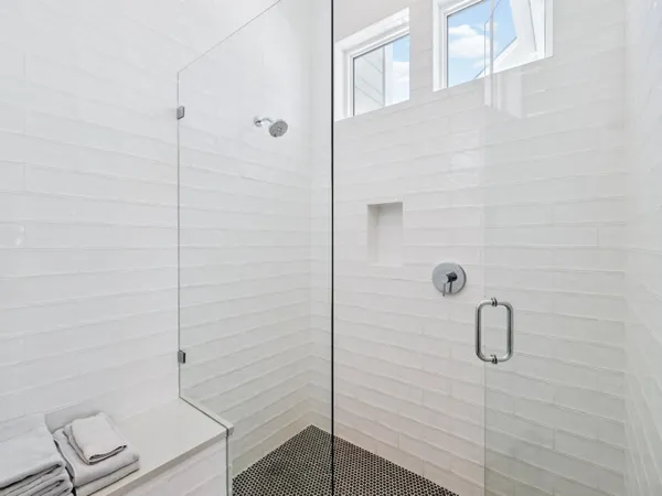 a bathroom with a shower