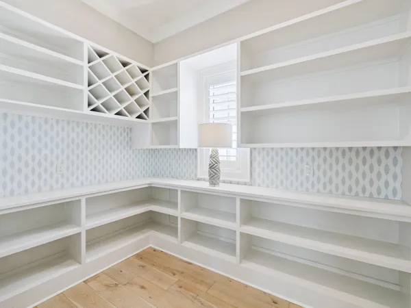 a view of an empty walk in closet