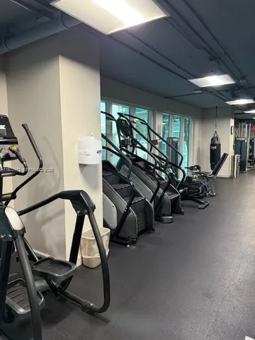 a view of a room with gym equipment