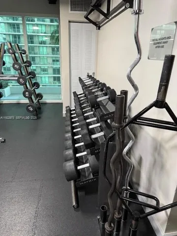 a view of a room with gym equipment