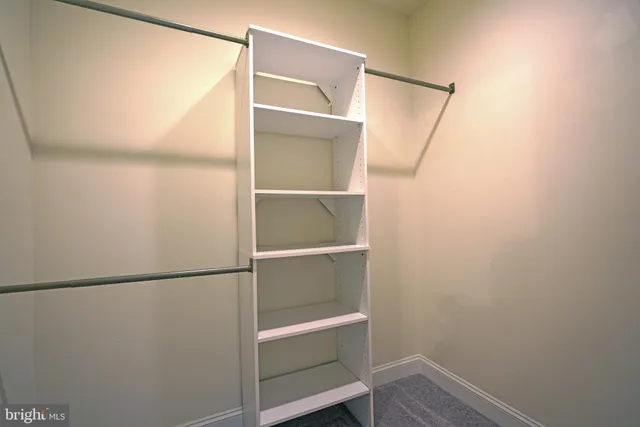 a view of an empty walk in closet