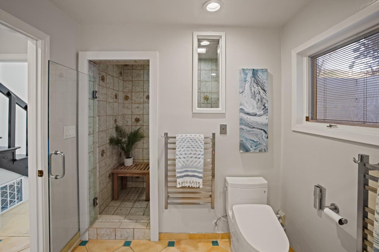 1390 Weston Ridge Road Scotts Valley, CA 95066 - Photo 21 of 55 a bathroom with a toilet and a shower