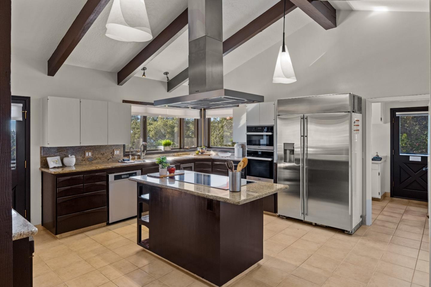 1390 Weston Ridge Road Scotts Valley, CA 95066 - Photo 9 of 55 a kitchen with stainless steel appliances granite countertop a stove and a refrigerator