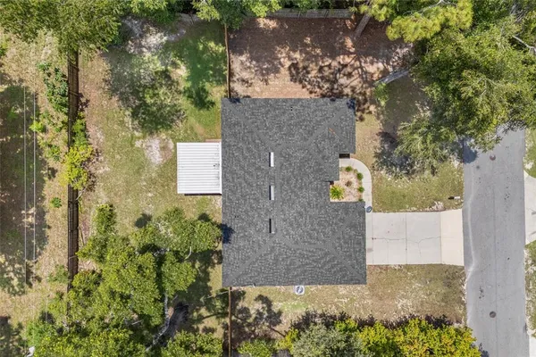 an aerial view of a house