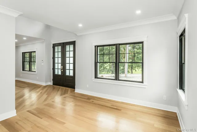 an empty room with windows