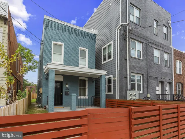 a view of a building with a large window