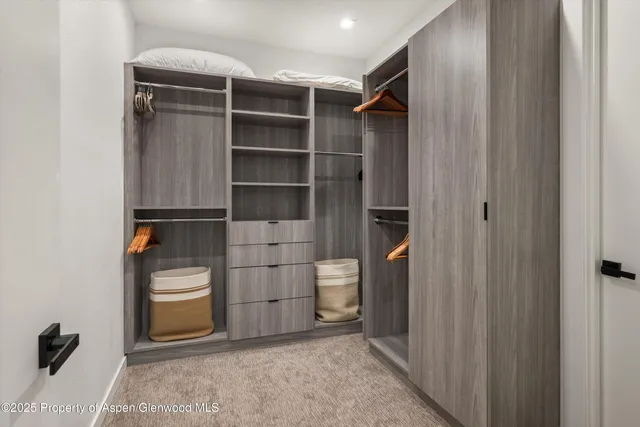 a view of an empty walk in closet