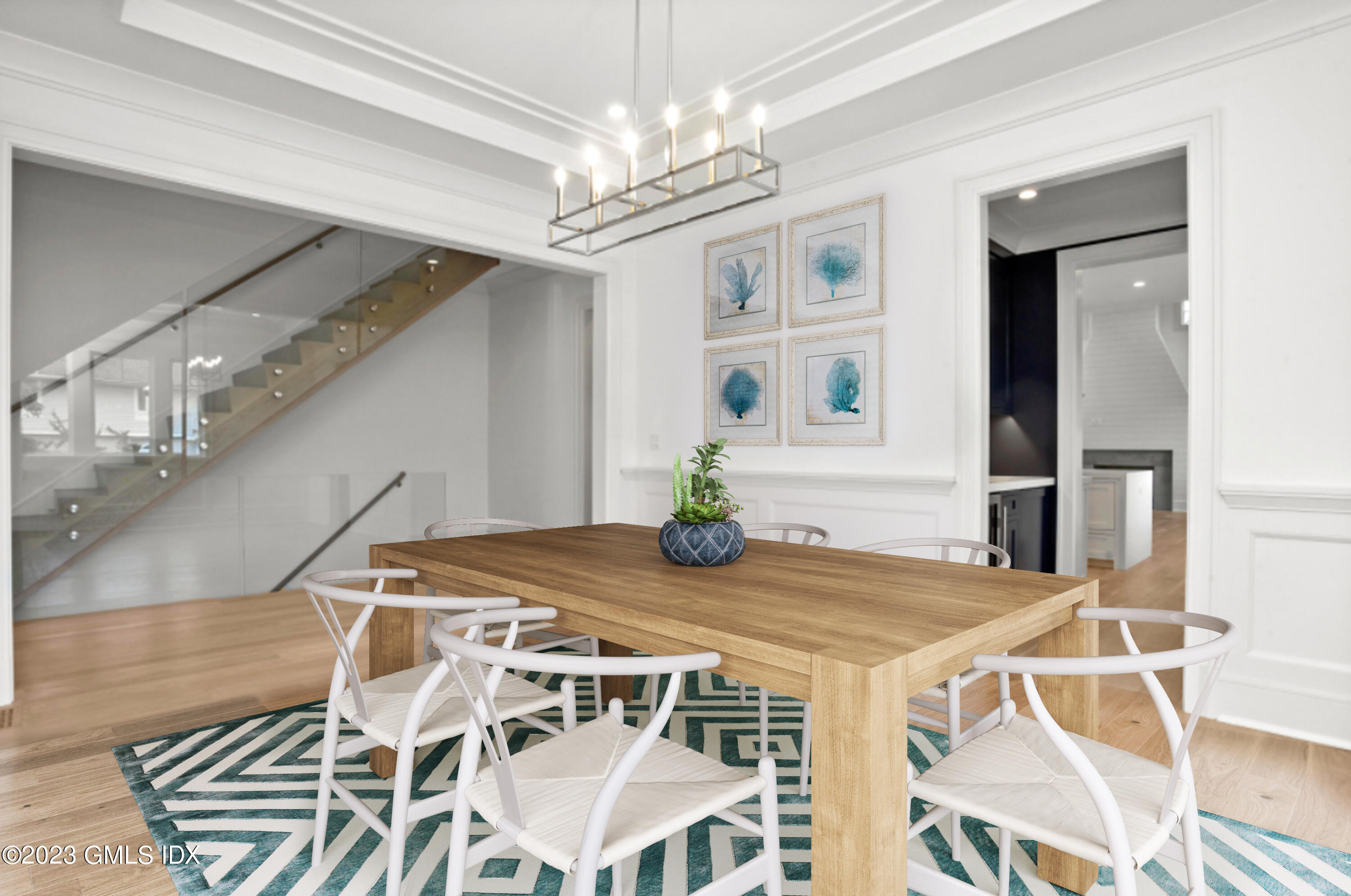 4 Ford Lane Old Greenwich, CT 06870 - Photo 8 of 43 a view of a dining room with furniture and chandelier