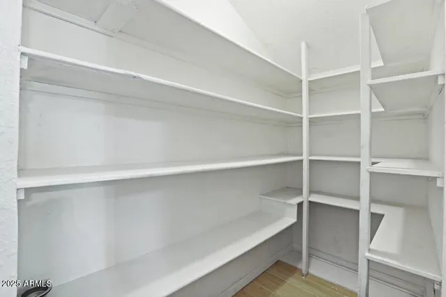 a view of an empty walk in closet