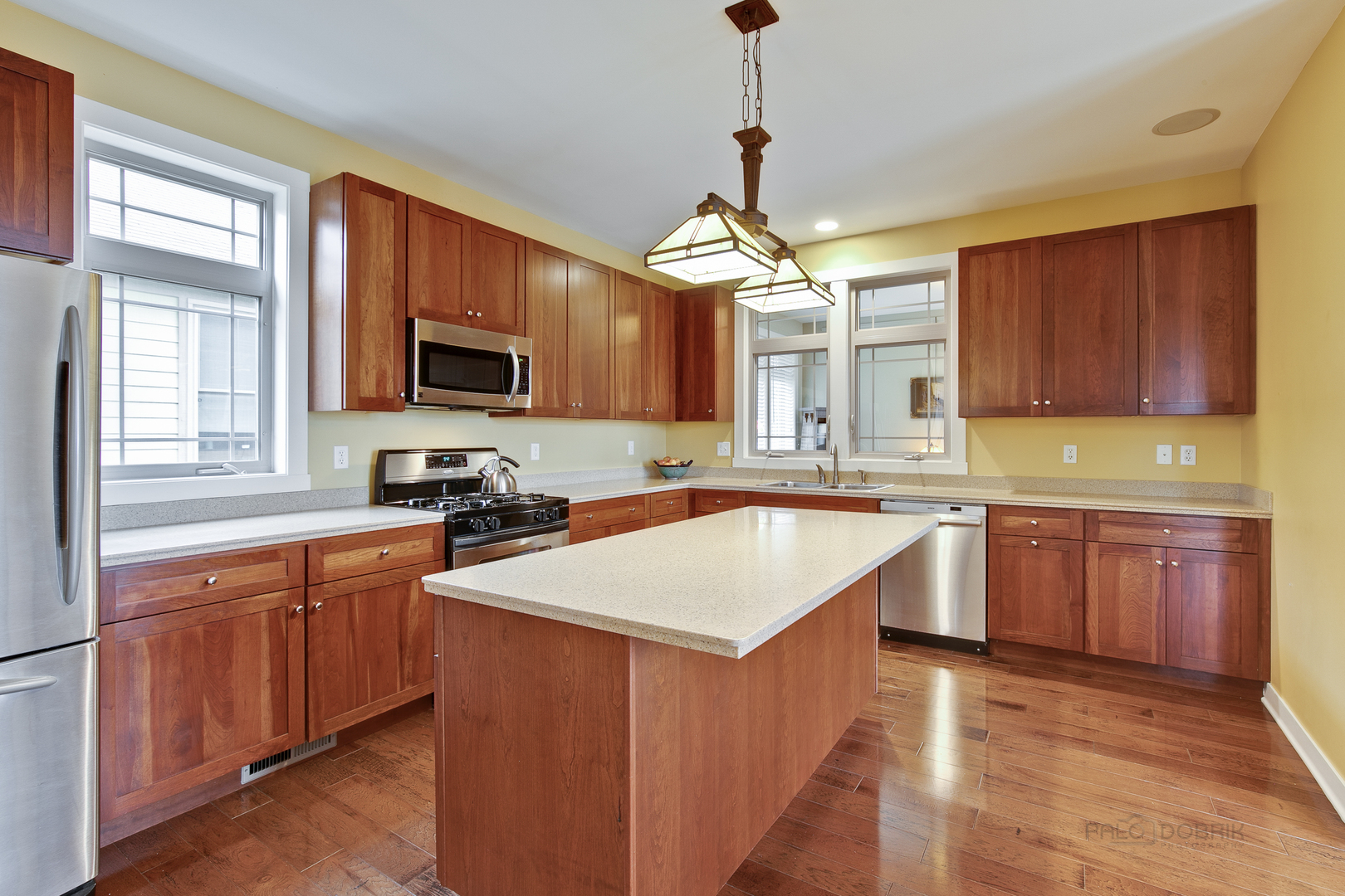 1024 Harris Road Grayslake, IL 60030 - Photo 8 of 29 a kitchen with stainless steel appliances granite countertop a sink stove cabinets and wooden floor