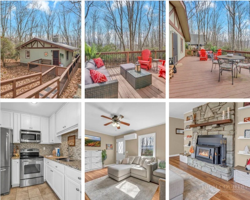an outdoor living space with furniture and a fireplace