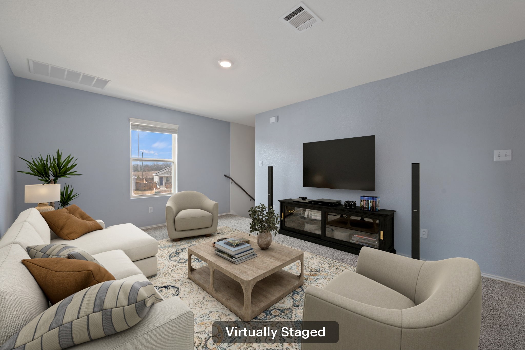 817 Circle Way Jarrell, TX 76537 - Photo 17 of 39 a living room with furniture and a flat screen tv