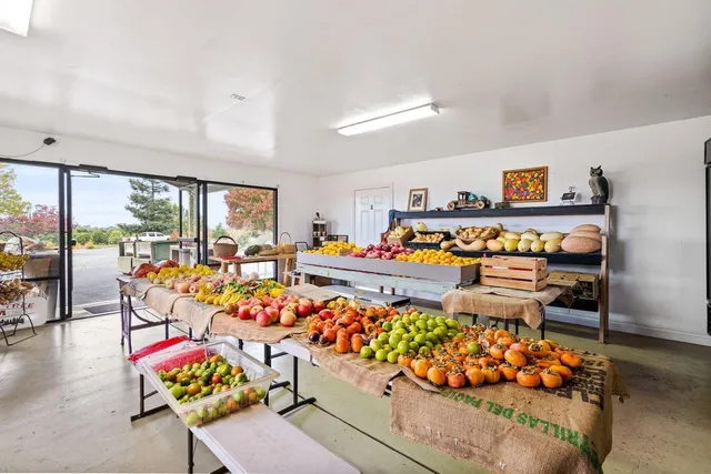 a view of a large body of water with a building in the background