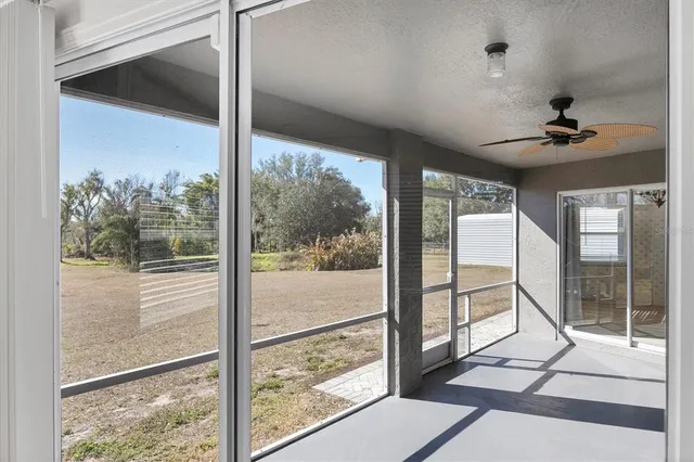 a view of a terrace with a garden