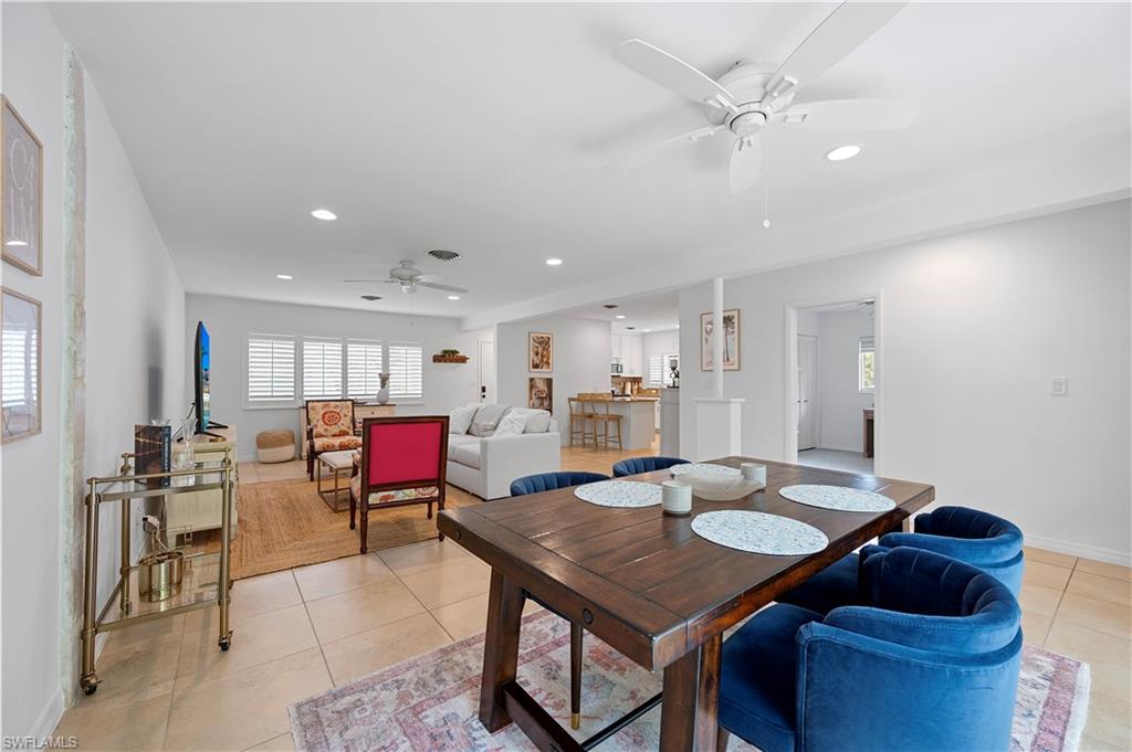 1340 Crayton Road, Unit 4 Naples, FL 34102 - Photo 2 of 22 Dining space with ceiling fan, recessed lighting, and light tile patterned floors
