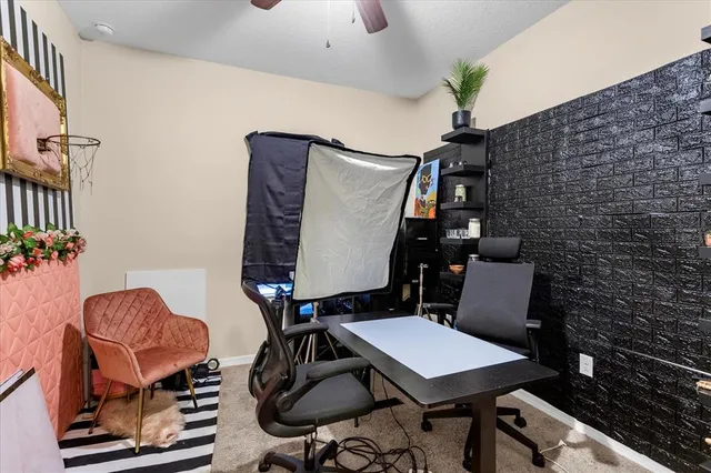 a view of workspace with sitting area
