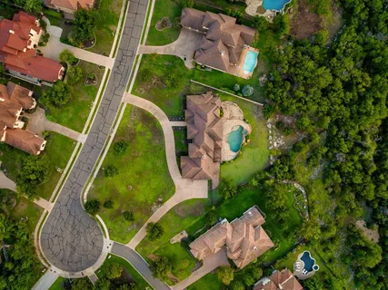 an aerial view of a house