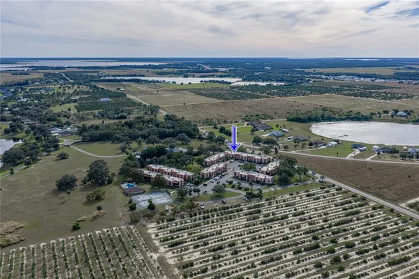 a view of a lake with a city
