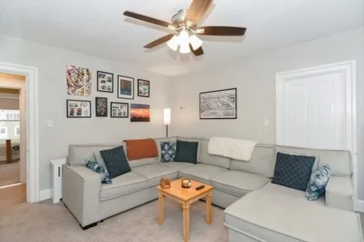 a living room with furniture a bed and a couch