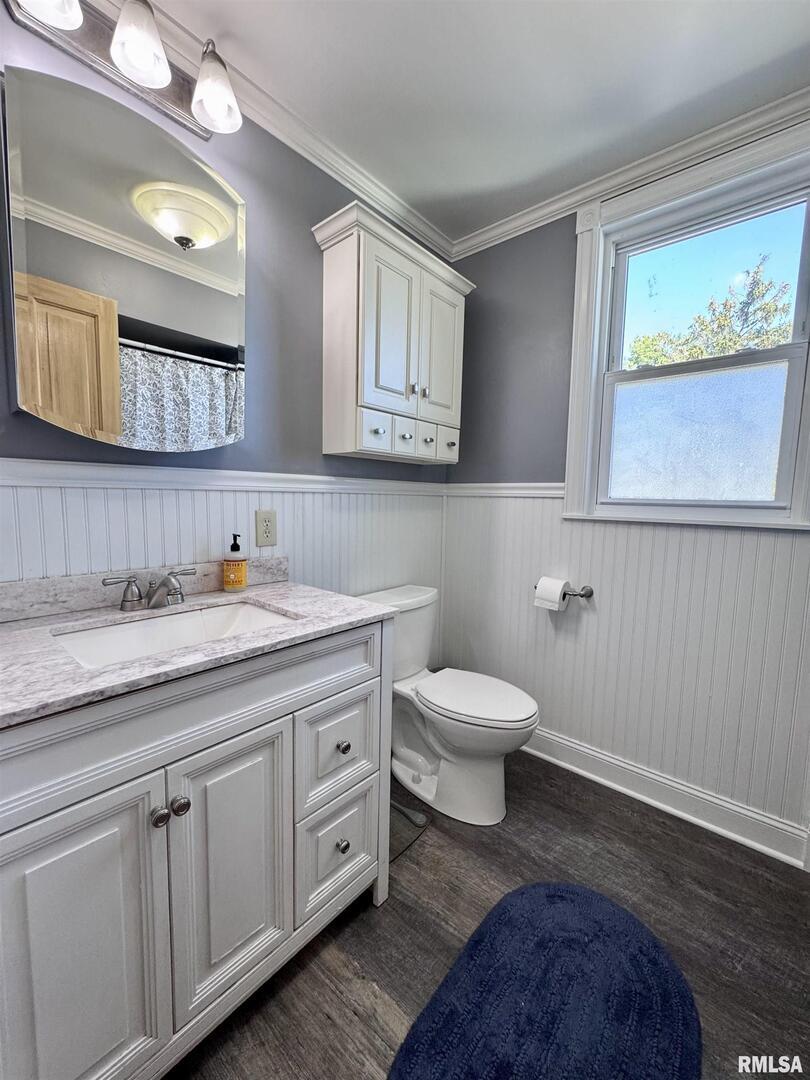 1415 4th Street Fulton, IL 61252 - Photo 54 of 58 a spacious bathroom with a granite countertop toilet sink and mirror