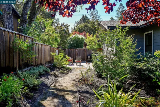 a view of backyard with patio