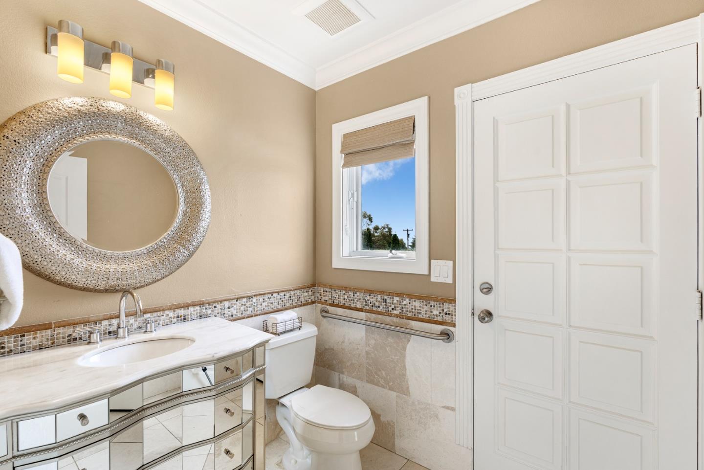 10340 Anderson Road San Jose, CA 95127 - Photo 35 of 65 a bathroom with a granite countertop sink mirror vanity and toilet