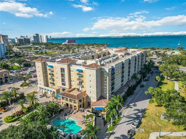 a view of a city with tall buildings