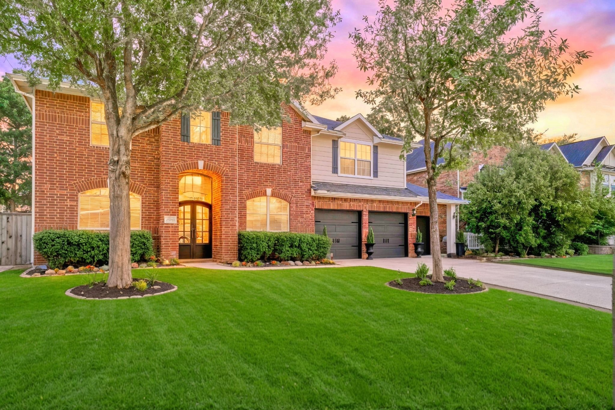 a view of a building with a yard