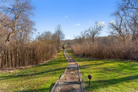 a view of a park with bench and trees