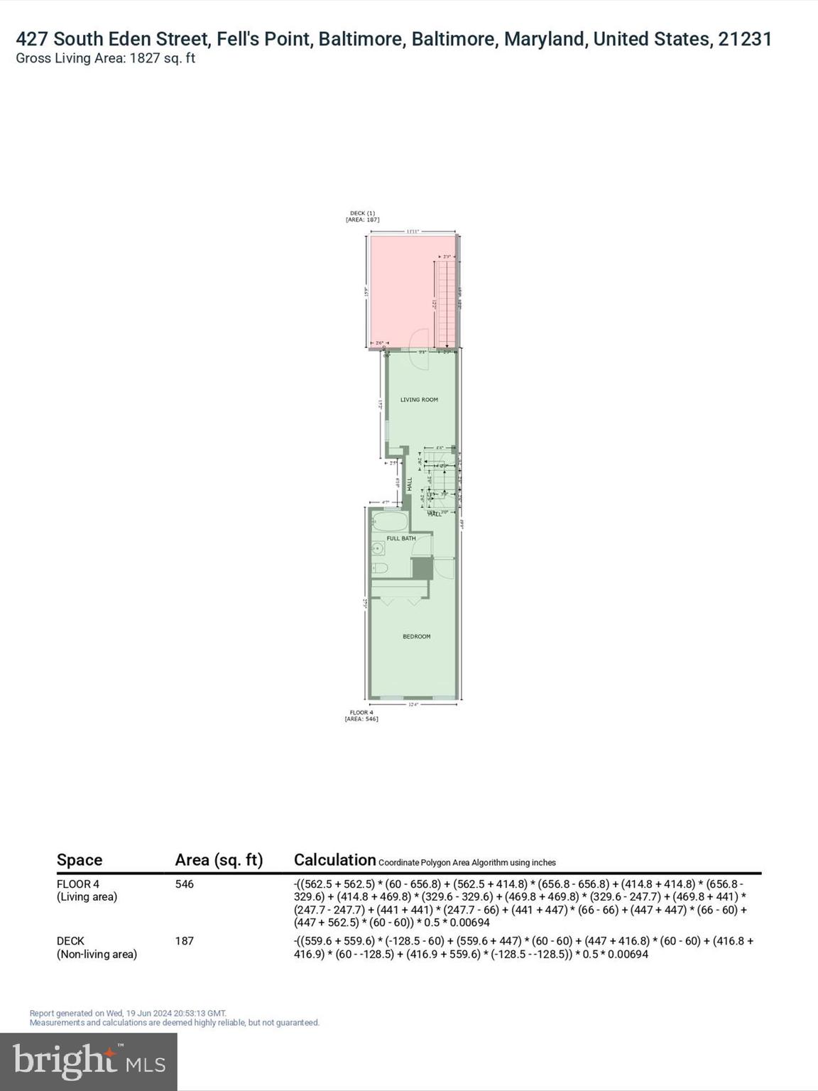 427 South Eden Street Baltimore, MD 21231 - Photo 62 of 66 GLA Floor Plan