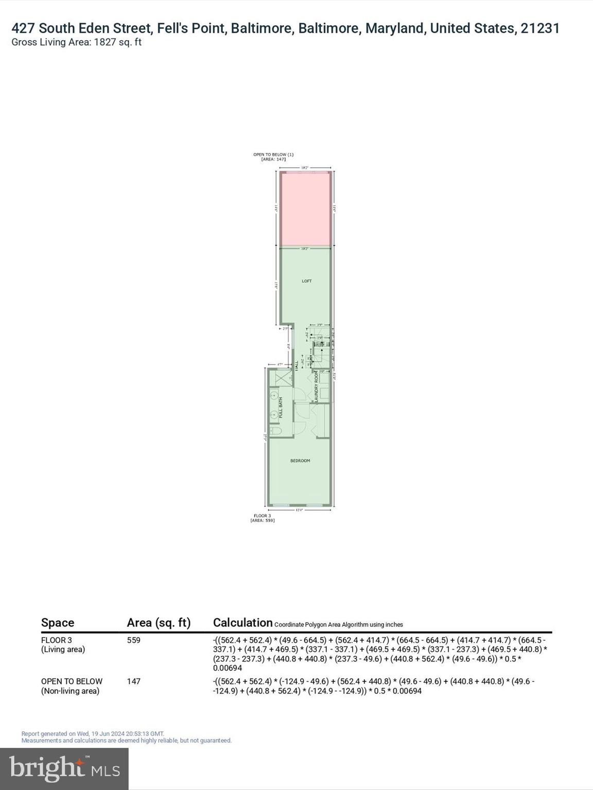 427 South Eden Street Baltimore, MD 21231 - Photo 63 of 66 GLA Floor Plan