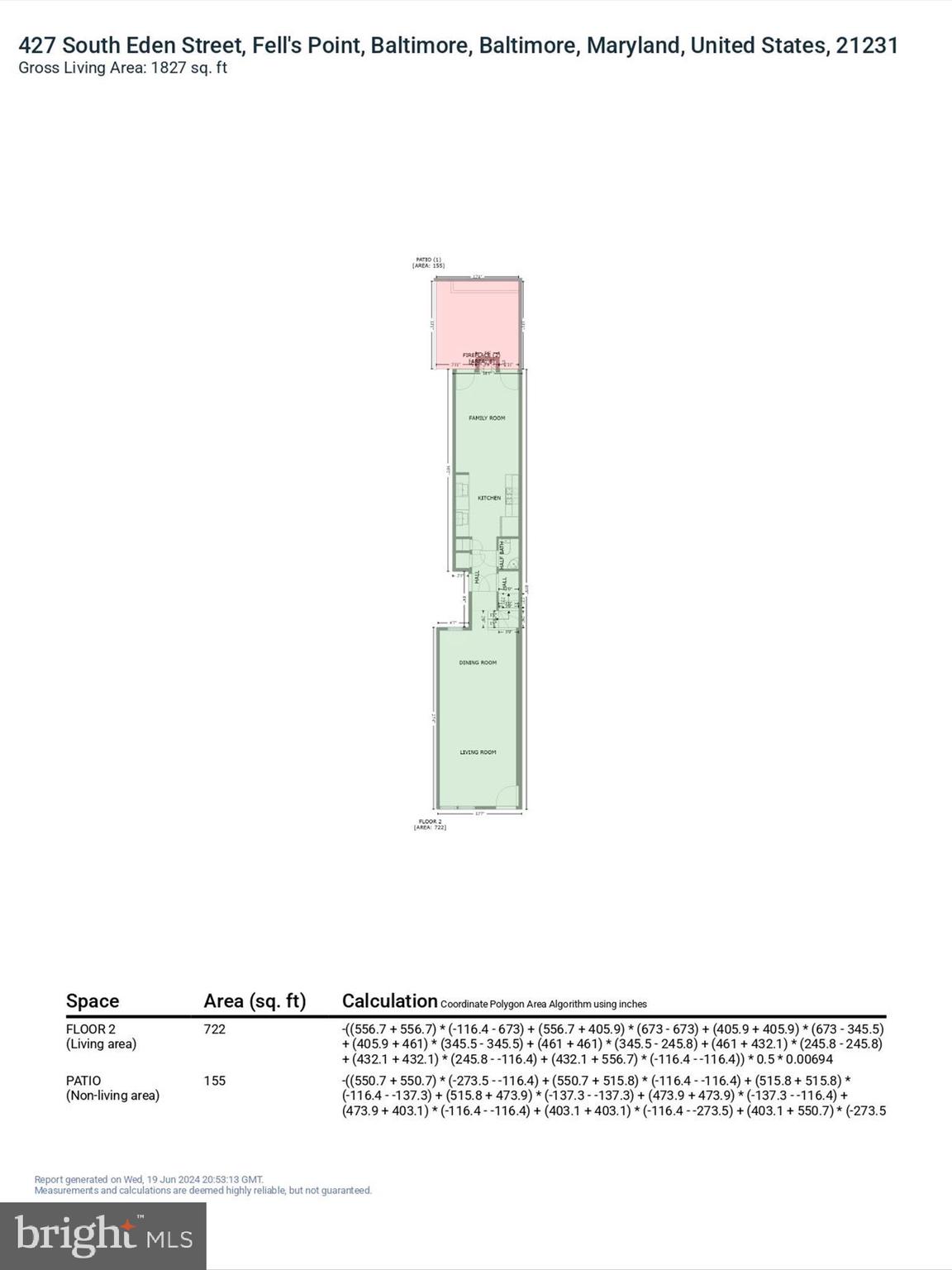427 South Eden Street Baltimore, MD 21231 - Photo 64 of 66 GLA Floor Plan