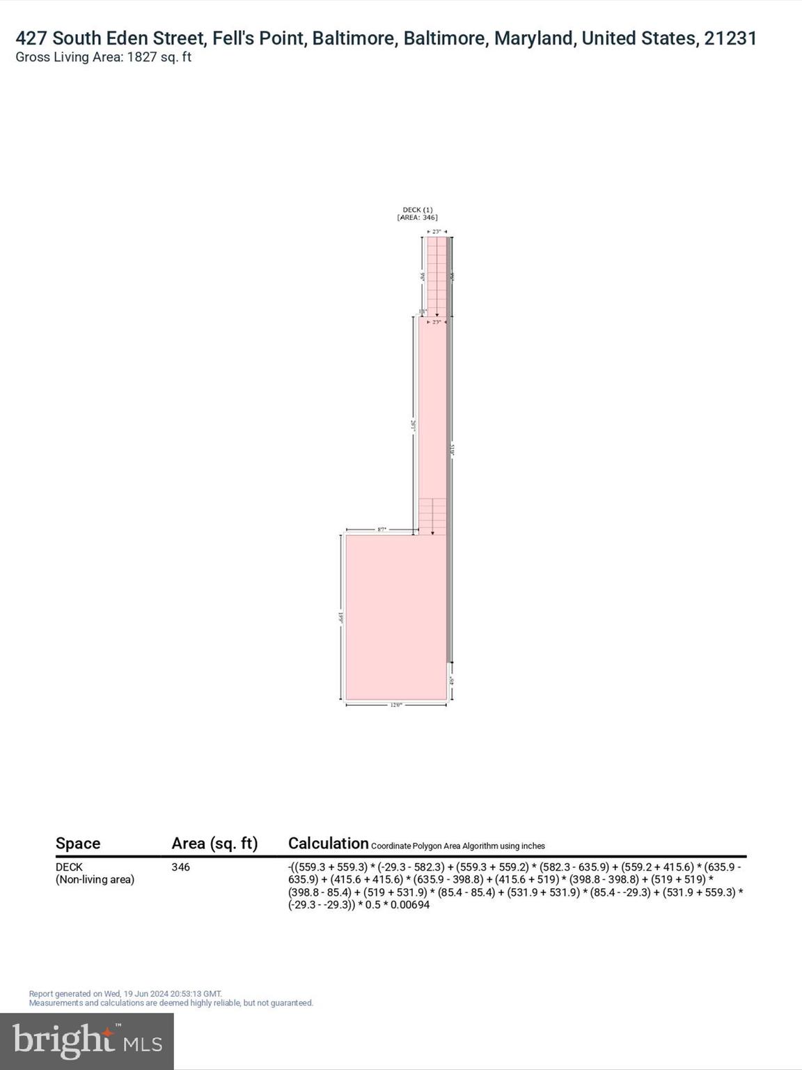 427 South Eden Street Baltimore, MD 21231 - Photo 65 of 66 GLA Floor Plan