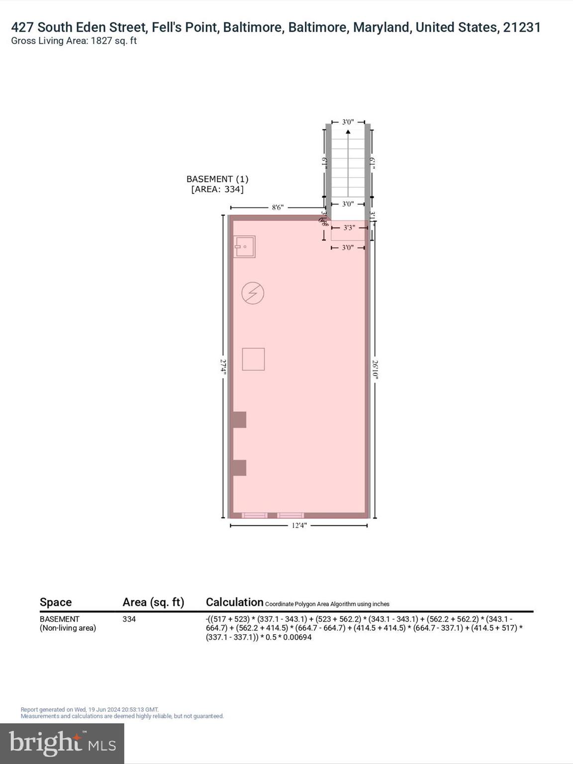 427 South Eden Street Baltimore, MD 21231 - Photo 66 of 66 GLA Floor Plan