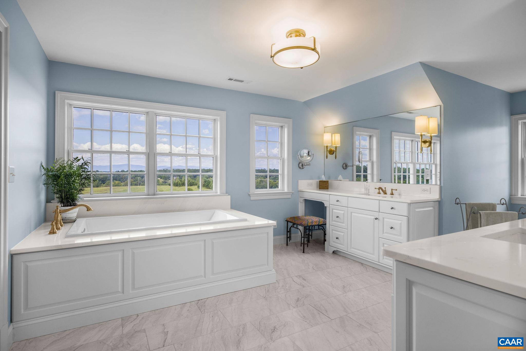 3365 Stony Point Road Charlottesville, VA 22911 - Photo 54 of 75 a spacious bathroom with a double vanity sink a mirror and a bathtub