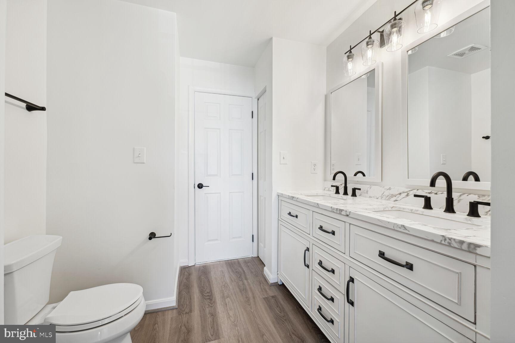 1510 Tubman Road Southeast Washington, DC 20020 - Photo 13 of 24 a bathroom with a double vanity sink a mirror and a toilet