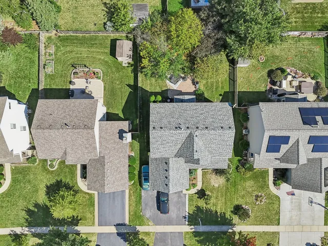 an aerial view of a house