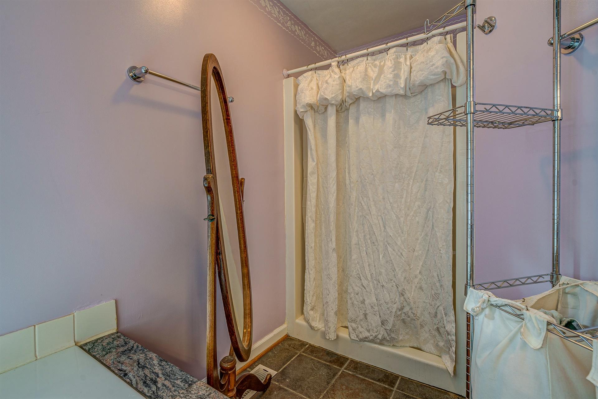 684 Northridge Road Hardy, VA 24101 - Photo 24 of 75 a bathroom with a shower and a glass door